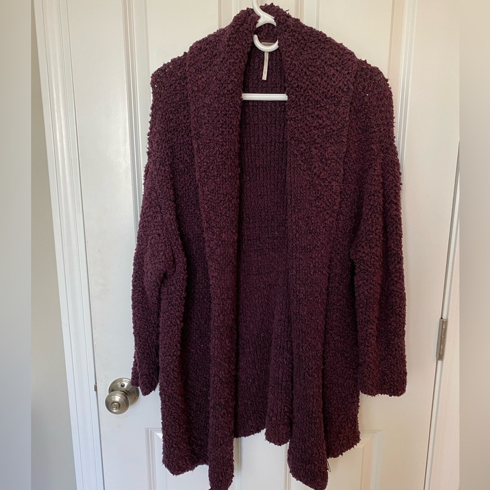 🌺Free People (S) Oversized Eggplant Purple Boucle Sweater🌺